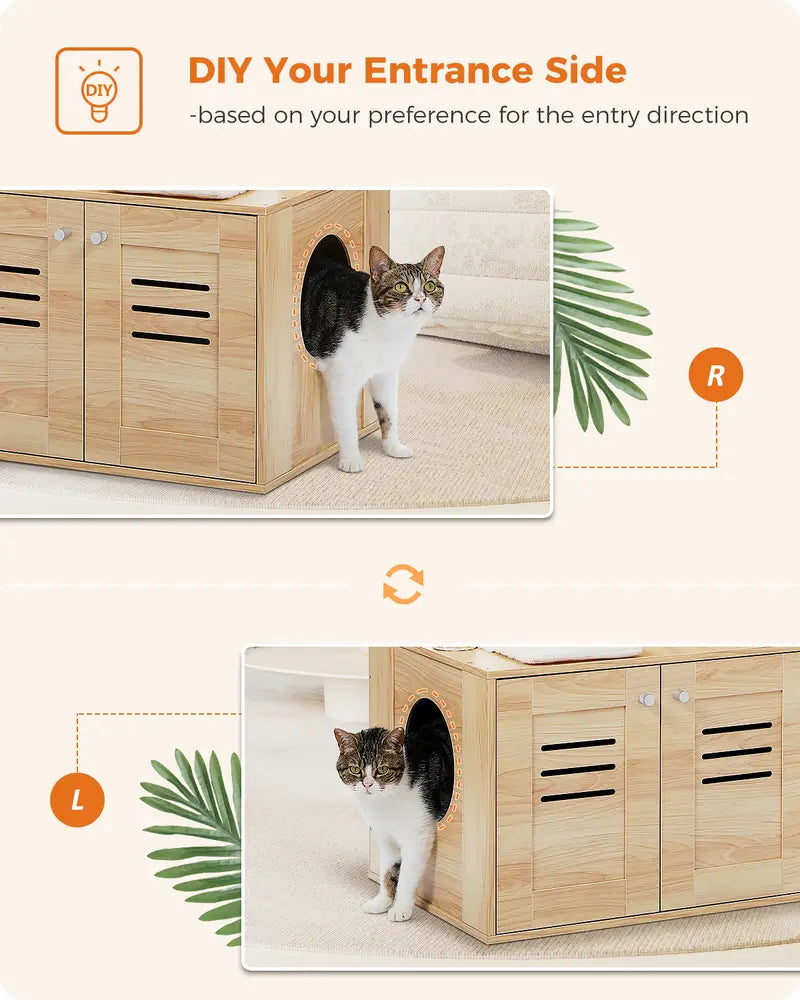 50-Inch Wooden Cat Tree Condo | Large Hammock Top Perch | Suitable for Large Cats