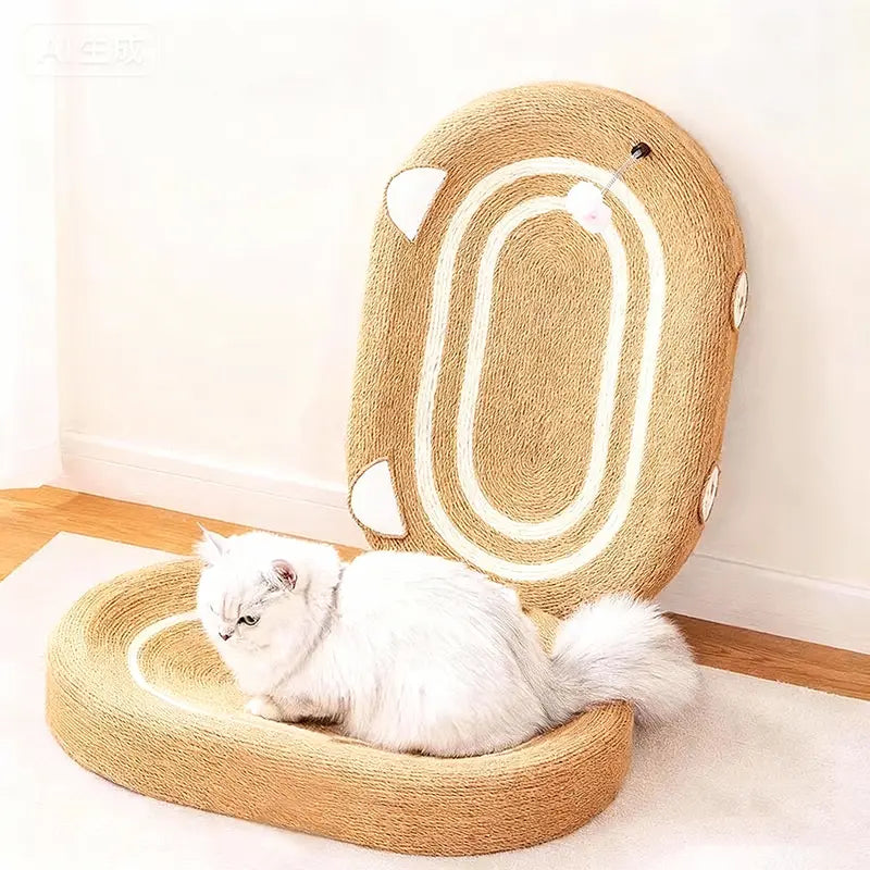 Dual-Purpose Cat Scratcher Bed | Large Sisal Scratching Pad | With Teaser Toy | 24 × 16 Inches
